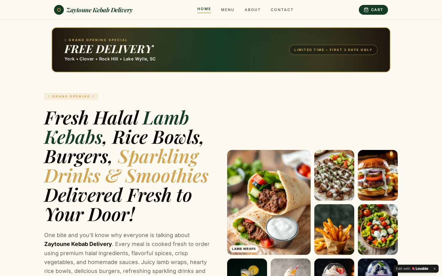 Zaytoune Kebab website homepage